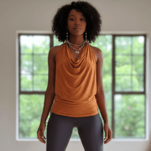 Bamboo Spandex Open Back Top - Cowel Neck