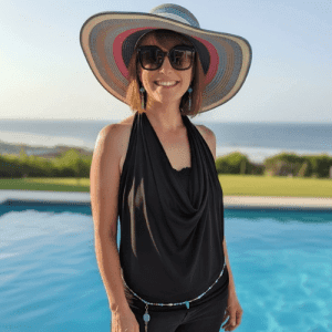 Open Back Top - Cowel Neck Black