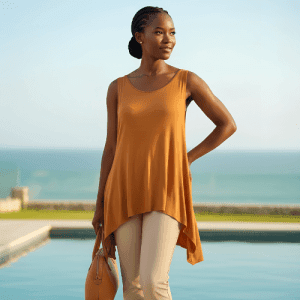 Bamboo Spandex Yoga Top - Short Front, Long Back